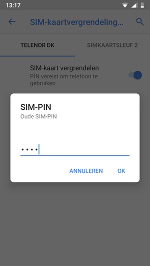 Voer uw Oude SIM-PIN in en selecteer OK