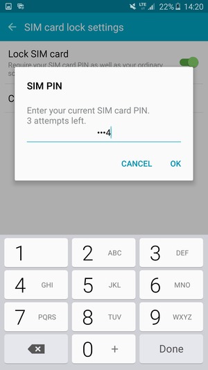 Enter your Current SIM PIN and select OK