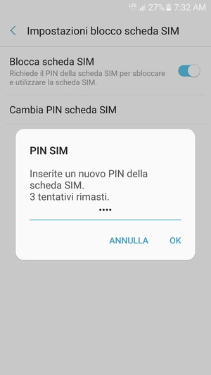 Inserisci Nuovo PIN della scheda SIM e seleziona OK