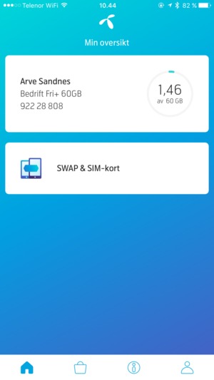 Klikk på SWAP & SIM-kort