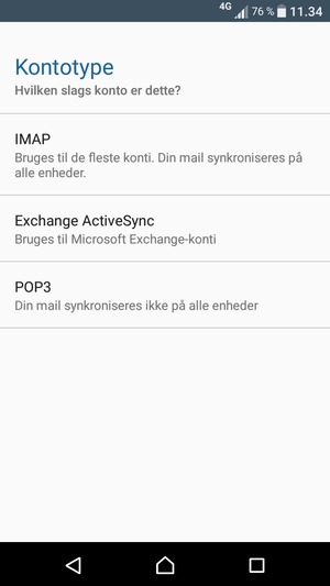 Vælg Exchange ActiveSync