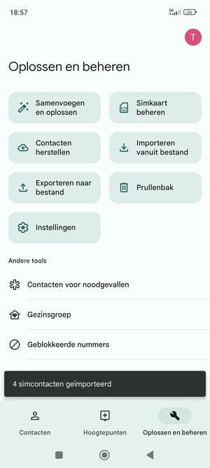 Uw contactpersonen worden opgeslagen naar uw Google-account en naar uw telefoon de volgende keer dat Google gesynchroniseerd wordt.