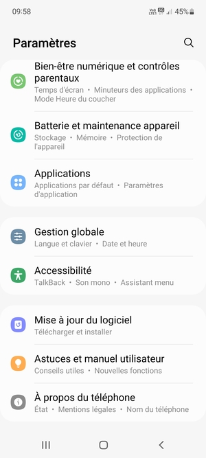 Faites défiler et sélectionnez Mise à jour du logiciel