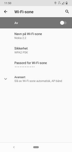 Velg Passord for Wi-Fi-sone