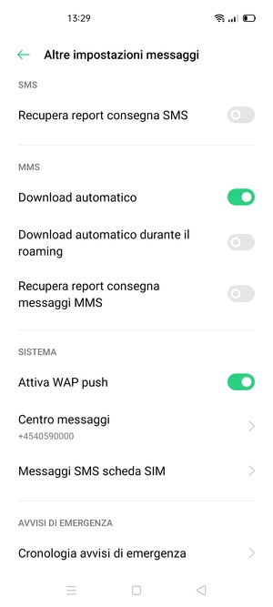 Seleziona Centro messaggi