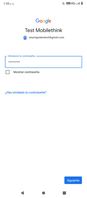 Introduzca su contraseña y seleccione Siguiente