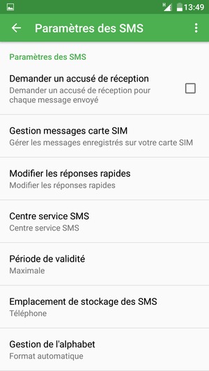 Sélectionnez Centre service SMS