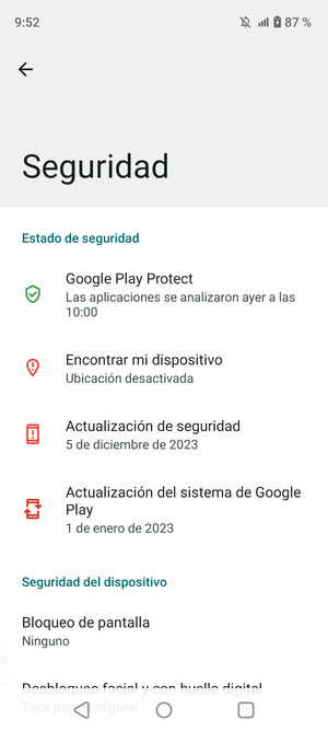 Seleccione Bloqueo de pantalla