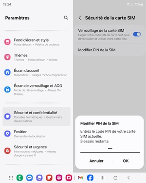 Saisissez votre code PIN de votre carte SIM actuelle et sélectionnez OK