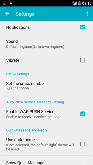 Scroll to and select Set the smsc number