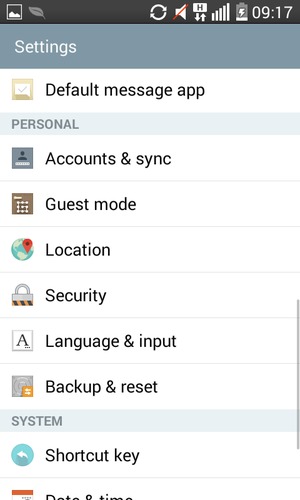 To change the PIN for the SIM card, return to the Settings menu and select Security