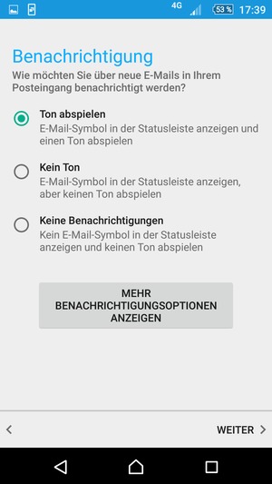 Wählen Sie die gewünschte Option und wählen Sie WEITER