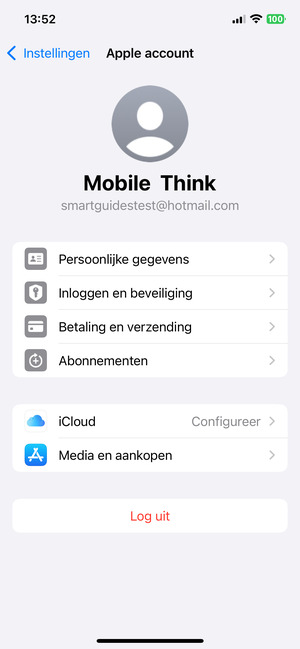 Selecteer iCloud