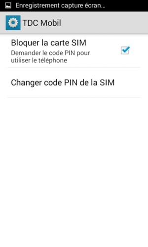 Sélectionnez Changer code PIN de la SIM
