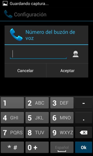 Introduzca el Número búzon de voz y seleccione Aceptar