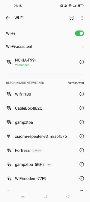 U bent nu verbonden met het WiFi-netwerk