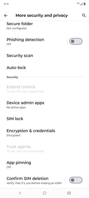 Scroll to and select SIM  lock