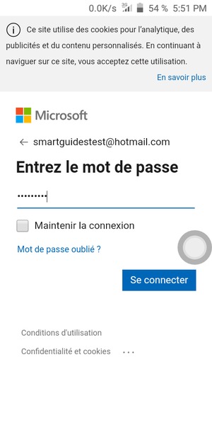 Saisissez votre mot de passe et sélectionnez Se connecter