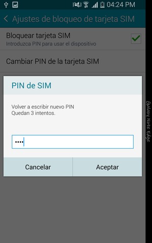 Confirme su nuevo PIN de SIM y seleccione Aceptar