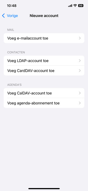 Selecteer Voeg CardDAV-account toe