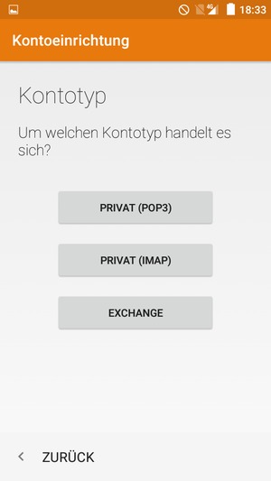 Wählen Sie PRIVAT (POP3) oder PRIVAT (IMAP)