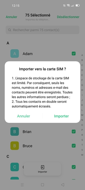 Sélectionnez Importer