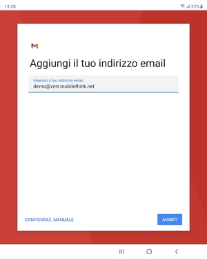 Inserisci il tuo indirizzo email e seleziona AVANTI