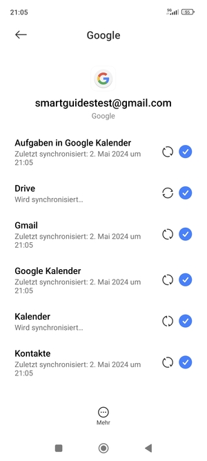 Ihre Kontakte von Google werden nun auf Ihrem Smartphone synchronisiert