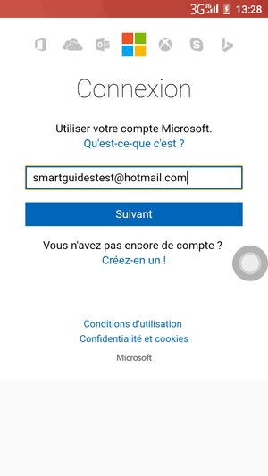 Saisissez votre adresse Hotmail et sélectionnez Suivant