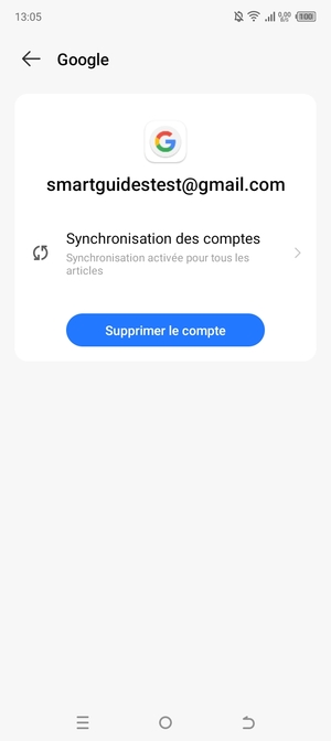 Sélectionnez Synchronisation des comptes