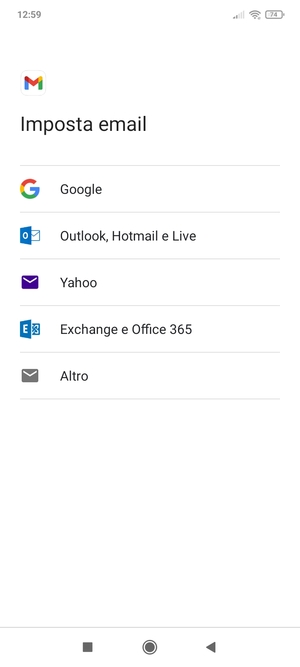 Seleziona Outlook, Hotmail, e Live