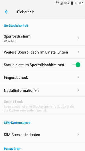 Wählen Sie SIM-Sperre einrichten