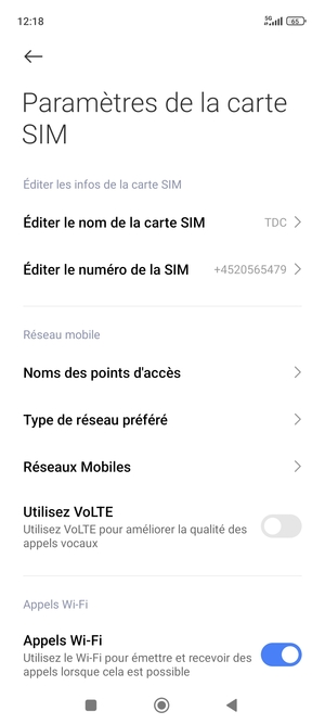 Sélectionnez Réseaux Mobiles