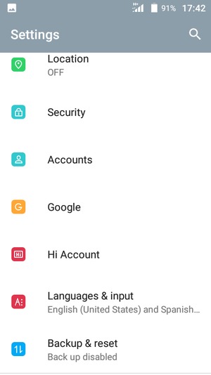 Scroll to and select Accounts