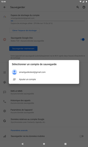 Sélectionnez votre compte de sauvegarde