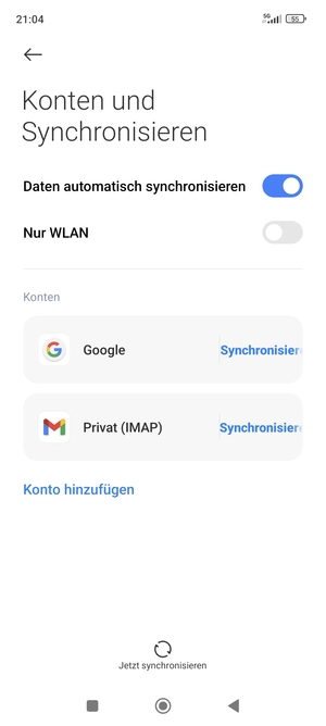 Wählen Sie Google