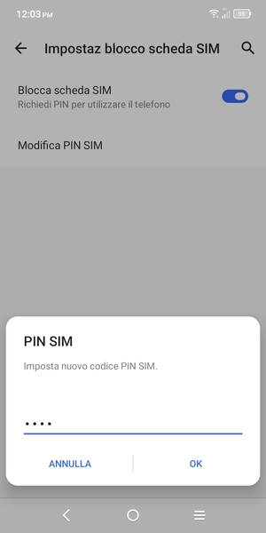 Inserisci Nuovo PIN SIM e seleziona OK