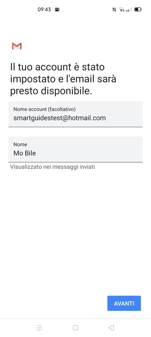 Scegli un nome per il tuo account e inserisci il tuo nome. Seleziona AVANTI