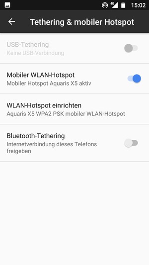 Ihr Handy ist jetzt für die Verwendung als Modem eingerichtet