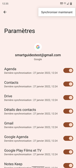 Sélectionnez Synchroniser
maintenant