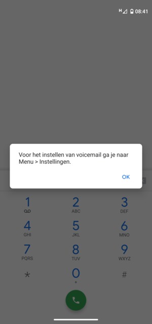 Als uw voicemail niet geïnstalleerd is, selecteert u OK