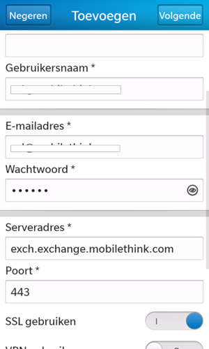 Voer uw Exchange e-mailgegevens in
