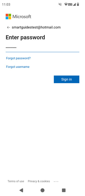 Enter your Hotmail password and select Sign in