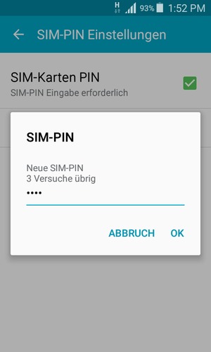 Geben Sie Ihre Neue SIM-PIN ein und wählen Sie OK