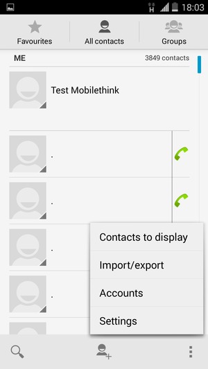 Select the Menu button and select Import/export