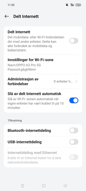 Velg Innstillinger for Wi-Fi-sone