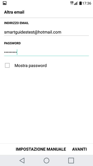 Inserisci il tuo indirizzo email e password. Seleziona AVANTI