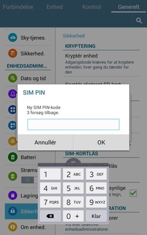 Indtast din Nye SIM PIN-kode og vælg OK