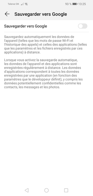 Activer le Sauvegarder vers Google