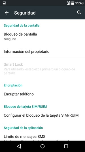 Seleccione Configurar el bloqueo de la tarjeta SIM/RUIM